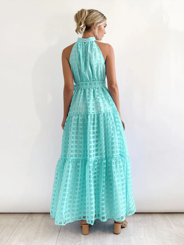 Maxi Jurk met Halternek en Geometrisch Patroon - Maxi Dresses - Jurkjes.co