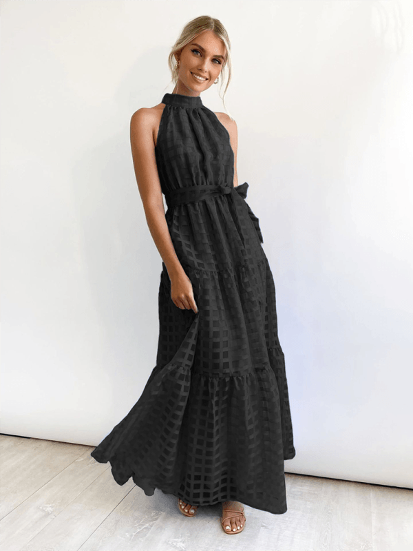 Maxi Jurk met Halternek en Geometrisch Patroon - Maxi Dresses - Jurkjes.co