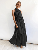 Maxi Jurk met Halternek en Geometrisch Patroon - Maxi Dresses - Jurkjes.co