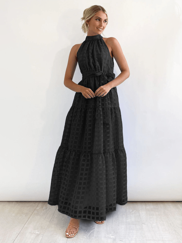 Maxi Jurk met Halternek en Geometrisch Patroon - Maxi Dresses - Jurkjes.co