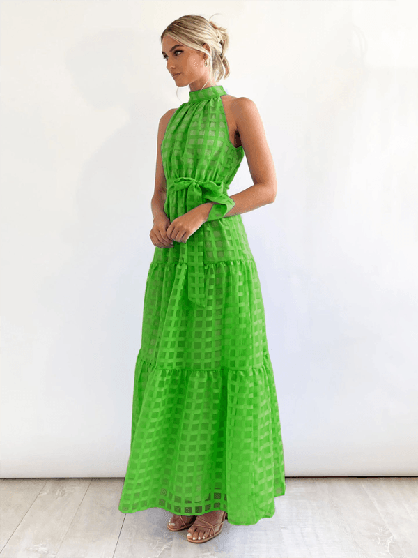 Maxi Jurk met Halternek en Geometrisch Patroon - Maxi Dresses - Jurkjes.co