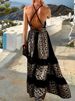 Maxi Jurk met Halternek en Geometrisch Patroon - Maxi Dresses - Jurkjes.co