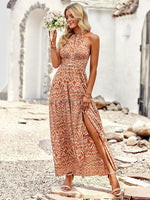 Maxi Jurk met Halternek en Geometrisch Patroon - Maxi Dresses - Jurkjes.co