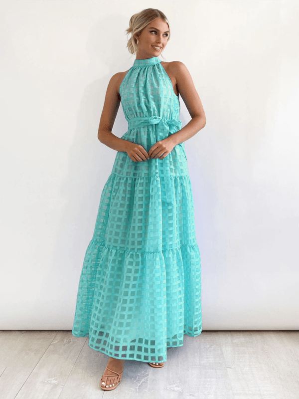 Maxi Jurk met Halternek en Geometrisch Patroon - Maxi Dresses - Jurkjes.co