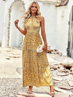 Maxi Jurk met Halternek en Geometrisch Patroon - Maxi Dresses - Jurkjes.co