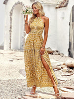 Maxi Jurk met Halternek en Geometrisch Patroon - Maxi Dresses - Jurkjes.co
