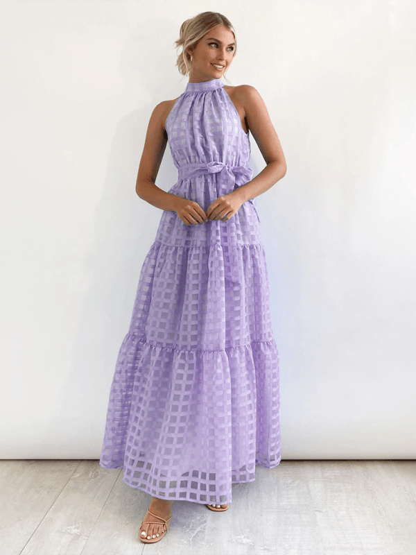 Maxi Jurk met Halternek en Geometrisch Patroon - Maxi Dresses - Jurkjes.co