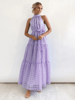 Maxi Jurk met Halternek en Geometrisch Patroon - Maxi Dresses - Jurkjes.co