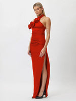 Maxi Jurk met Halternek en Hoge Split - Maxi Dresses - Jurkjes.co