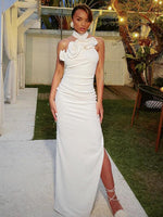 Maxi Jurk met Halternek en Hoge Split - Maxi Dresses - Jurkjes.co