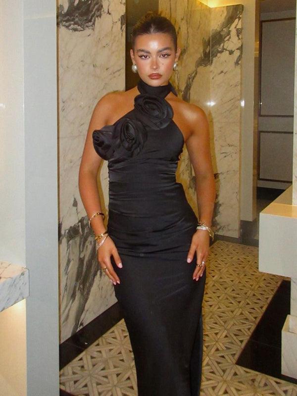 Maxi Jurk met Halternek en Hoge Split - Maxi Dresses - Jurkjes.co