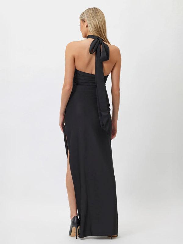 Maxi Jurk met Halternek en Hoge Split - Maxi Dresses - Jurkjes.co