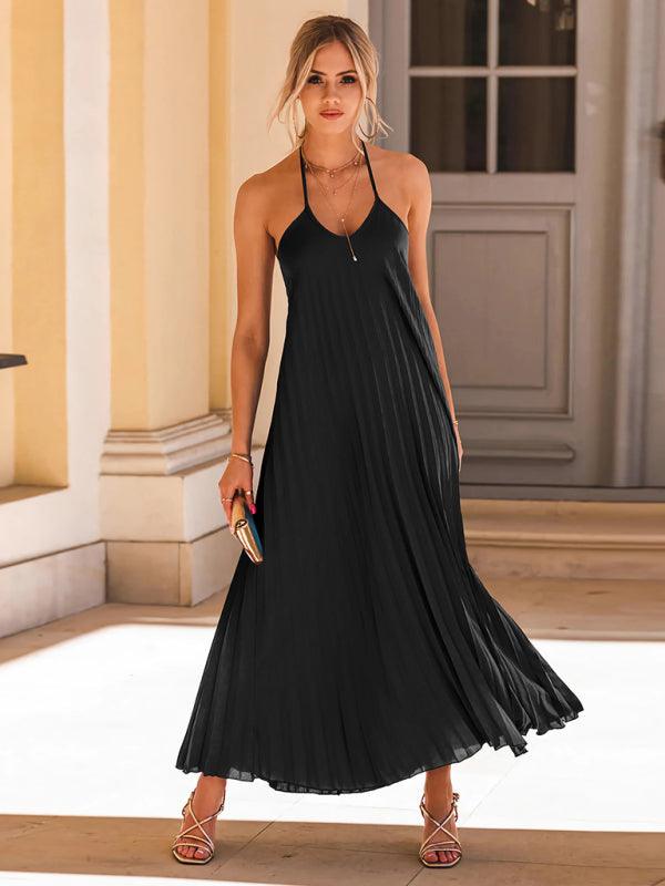 Maxi Jurk met Halternek en Plooirok - Maxi Dresses - Jurkjes.co