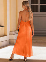 Maxi Jurk met Halternek en Plooirok - Maxi Dresses - Jurkjes.co