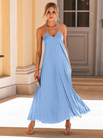 Maxi Jurk met Halternek en Plooirok - Maxi Dresses - Jurkjes.co