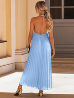 Maxi Jurk met Halternek en Plooirok - Maxi Dresses - Jurkjes.co