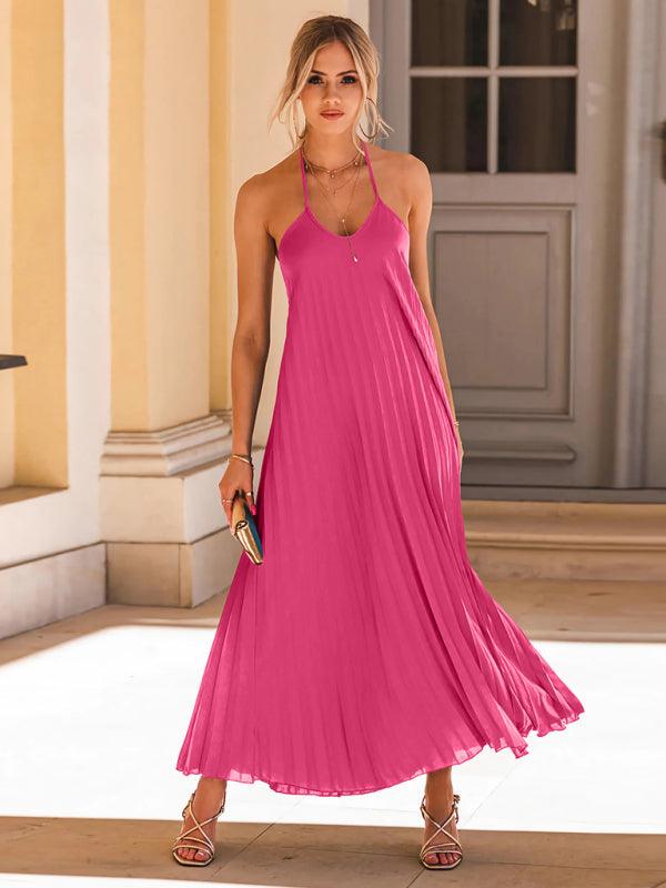 Maxi Jurk met Halternek en Plooirok - Maxi Dresses - Jurkjes.co