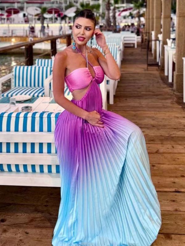 Maxi Jurk met Halternek en Verlooppatroon - Maxi Dresses - Jurkjes.co