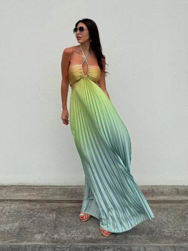 Maxi Jurk met Halternek en Verlooppatroon - Maxi Dresses - Jurkjes.co