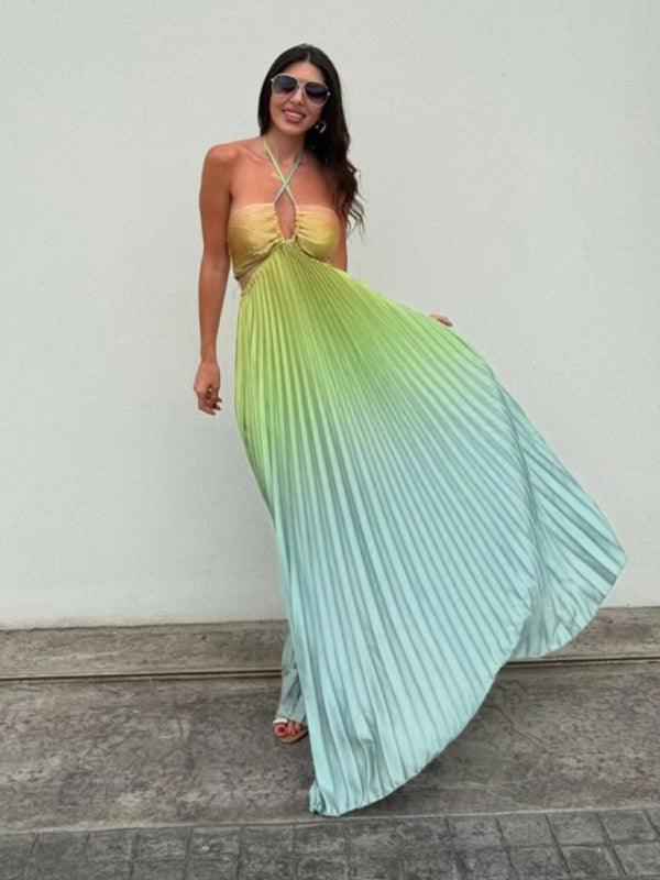 Maxi Jurk met Halternek en Verlooppatroon - Maxi Dresses - Jurkjes.co