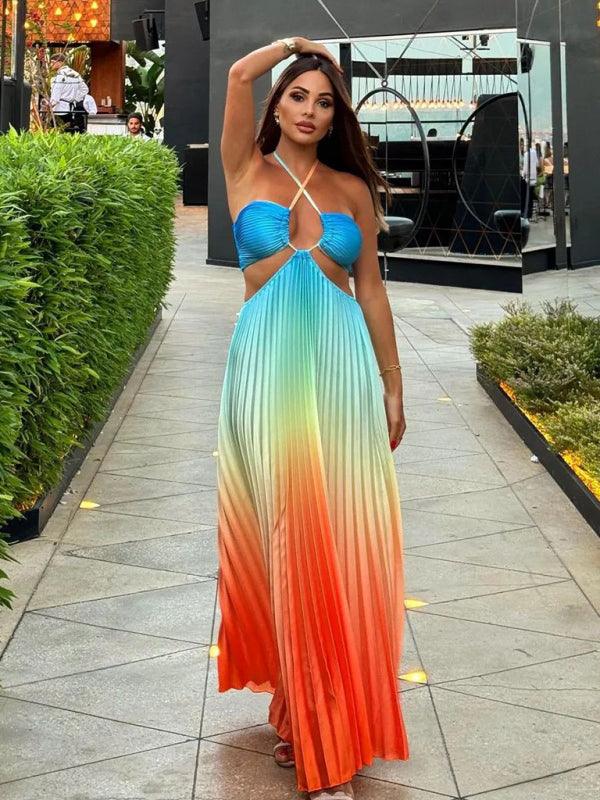 Maxi Jurk met Halternek en Verlooppatroon - Maxi Dresses - Jurkjes.co