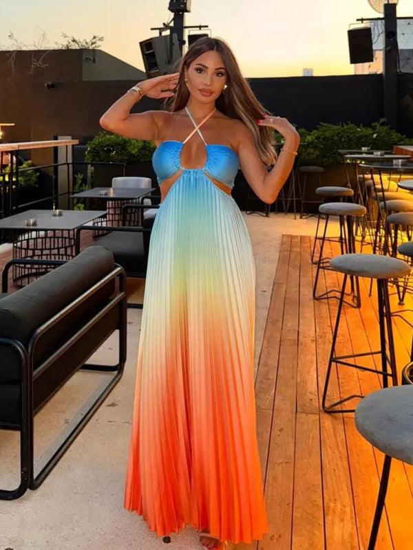 Maxi Jurk met Halternek en Verlooppatroon - Maxi Dresses - Jurkjes.co