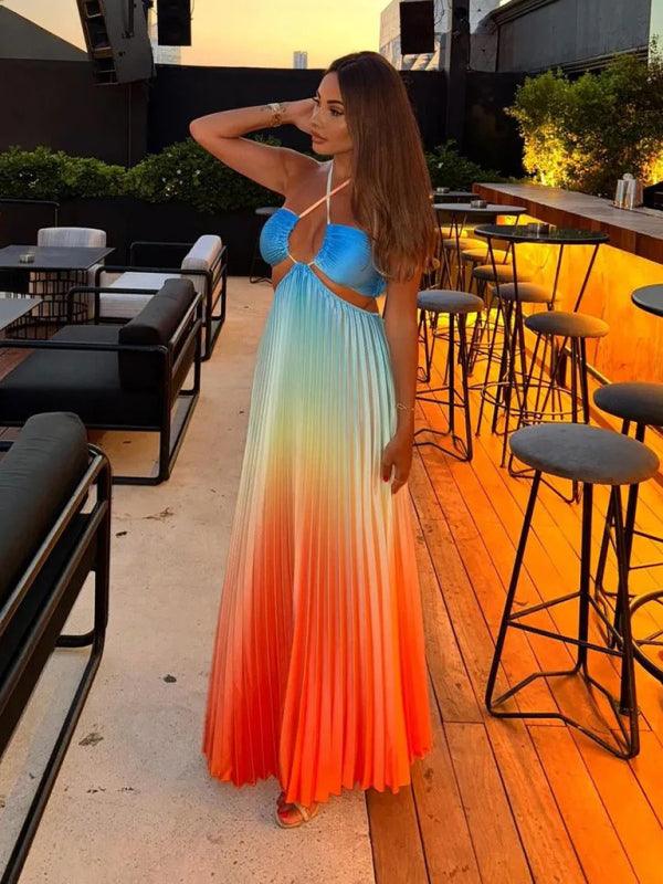 Maxi Jurk met Halternek en Verlooppatroon - Maxi Dresses - Jurkjes.co