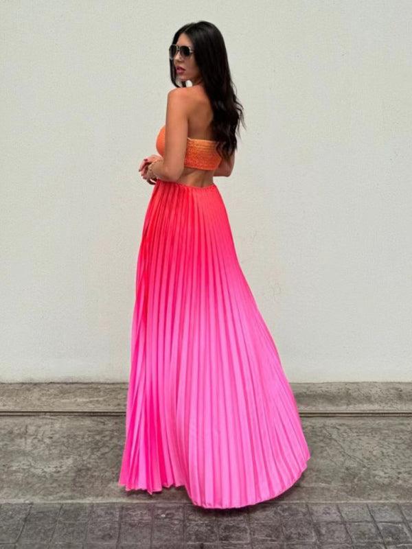 Maxi Jurk met Halternek en Verlooppatroon - Maxi Dresses - Jurkjes.co