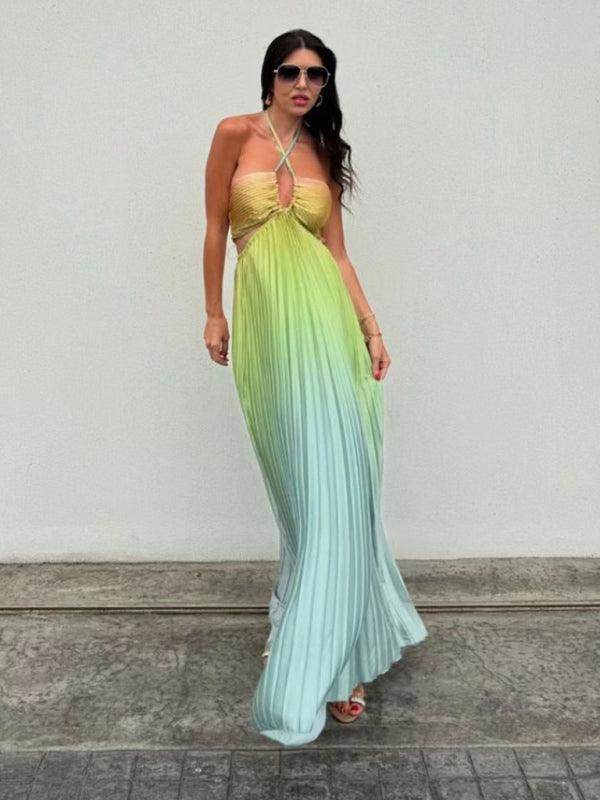 Maxi Jurk met Halternek en Verlooppatroon - Maxi Dresses - Jurkjes.co