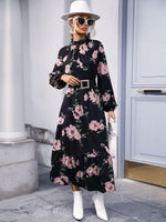 Maxi Jurk met Hoge Hals en Bloemenprint - Maxi Dresses - Jurkjes.co