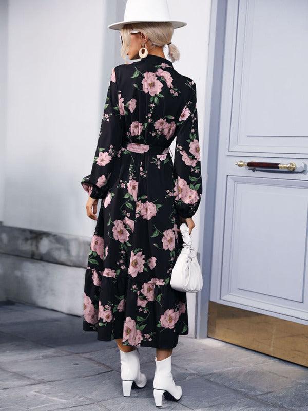Maxi Jurk met Hoge Hals en Bloemenprint - Maxi Dresses - Jurkjes.co