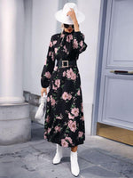 Maxi Jurk met Hoge Hals en Bloemenprint - Maxi Dresses - Jurkjes.co