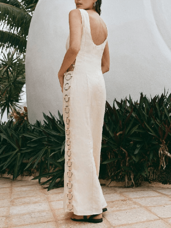 Maxi Jurk met Hoge Hals en Decoratieve Ringen - Group4 - Jurkjes.co