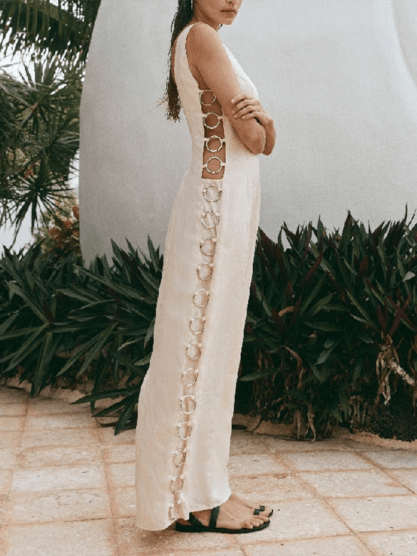 Maxi Jurk met Hoge Hals en Decoratieve Ringen - Group4 - Jurkjes.co