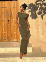 Maxi Jurk met Hoge Hals en Ribbelstructuur - Maxi Dresses - Jurkjes.co