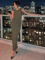 Maxi Jurk met Hoge Hals en Ribbelstructuur - Maxi Dresses - Jurkjes.co