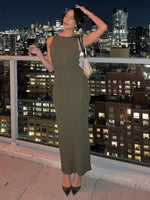 Maxi Jurk met Hoge Hals en Ribbelstructuur - Maxi Dresses - Jurkjes.co