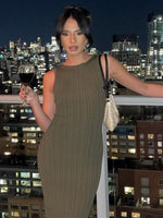 Maxi Jurk met Hoge Hals en Ribbelstructuur - Maxi Dresses - Jurkjes.co