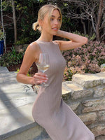 Maxi Jurk met Hoge Hals en Ribbelstructuur - Maxi Dresses - Jurkjes.co