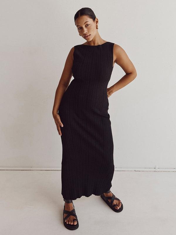 Maxi Jurk met Hoge Hals en Ribbelstructuur - Maxi Dresses - Jurkjes.co