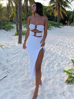 Maxi Jurk met Hoge Split en Hollow-out - Group2 - Jurkjes.co