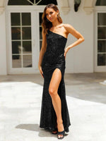 Maxi Jurk met Hoge Split en Pailletten - Maxi Dresses - Jurkjes.co