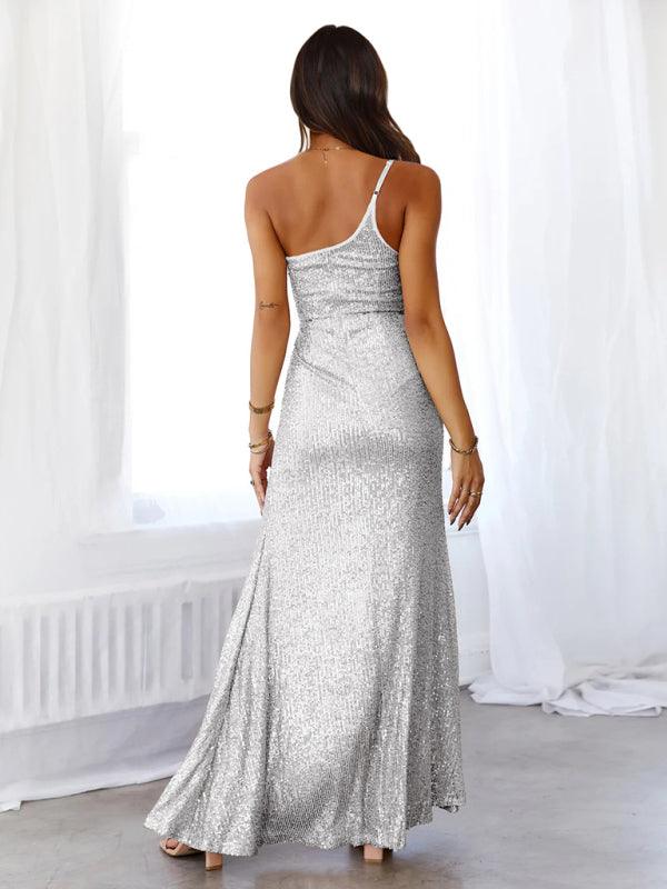 Maxi Jurk met Hoge Split en Pailletten - Maxi Dresses - Jurkjes.co