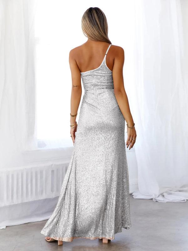 Maxi Jurk met Hoge Split en Pailletten - Maxi Dresses - Jurkjes.co