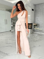 Maxi Jurk met Hoge Split en Rimpeldetails - Maxi Dresses - Jurkjes.co