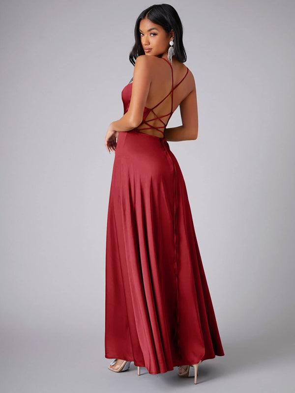 Maxi Jurk met Hoge Split en Verstelbare Bandjes - Maxi Dresses - Jurkjes.co