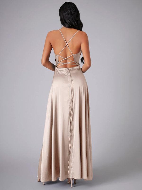 Maxi Jurk met Hoge Split en Verstelbare Bandjes - Maxi Dresses - Jurkjes.co