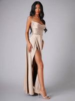 Maxi Jurk met Hoge Split en Verstelbare Bandjes - Maxi Dresses - Jurkjes.co