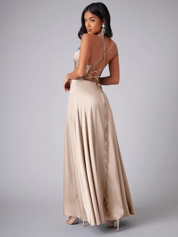Maxi Jurk met Hoge Split en Verstelbare Bandjes - Maxi Dresses - Jurkjes.co