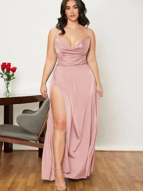 Maxi Jurk met Hoge Split en Verstelbare Bandjes - Maxi Dresses - Jurkjes.co